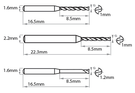 Essilor Style 1.0 mm Drill Bits Suitable for Mr Blue and Mr Orange